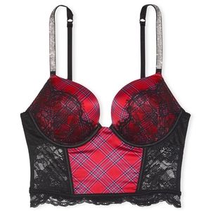 Victoria Secret Red plaid bombshell corset bra top new with tags